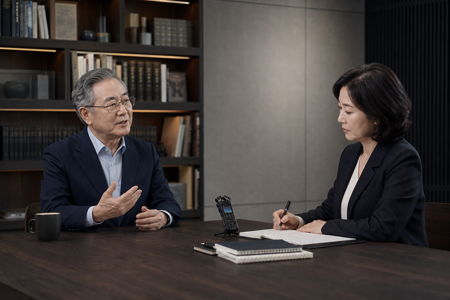 전문 기록 작가가 구술 인터뷰를 진행하는 모습